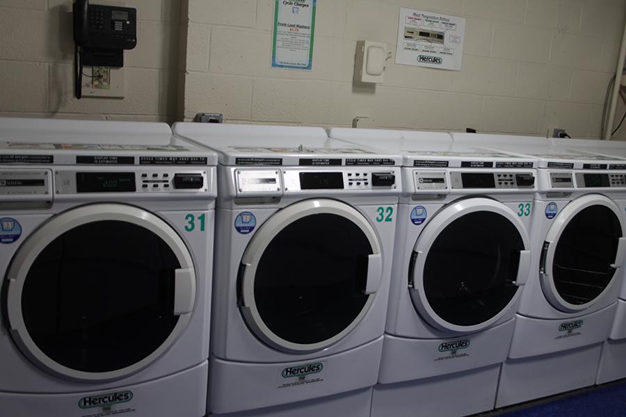 The washers in the Laundry Room at Rice Hall.