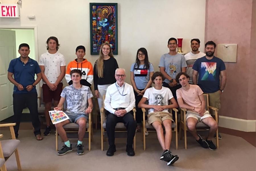 Students and Teachers from Latin America with Br. Kevin Cawley.