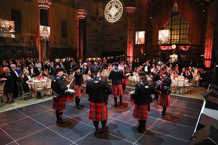 The pipers perform at the gala.