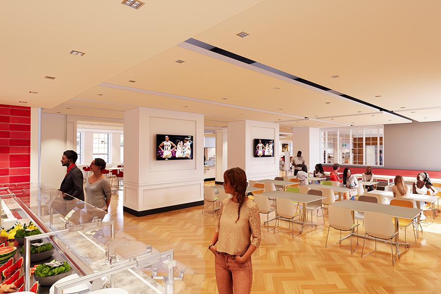 Artist render of the Salad section of new dining hall.