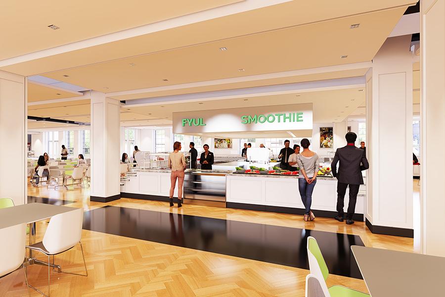 Artist render of the Smoothie section of new dining hall.
