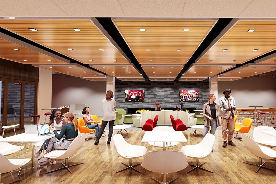 Artist rendering of students working in the renovated lower level.