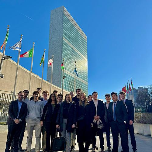 Iona students outside of the UN building.