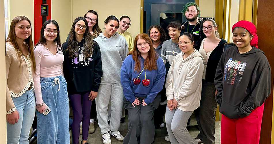 Speech pathology students at the speech clinic.