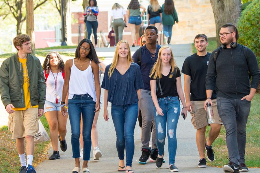 Students walking on campus