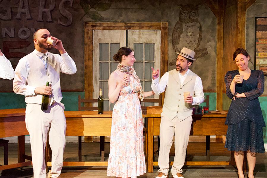 Students act in a production of Anna in the Tropics.