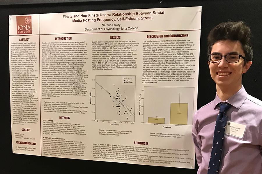 Nathan Lowry from The Otherways Lab presenting his research on social media posting frequency, self-esteem, stress.