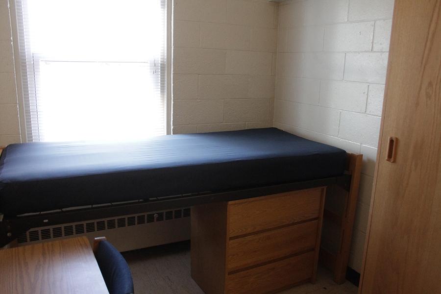 A single room dorm at Rice Hall.