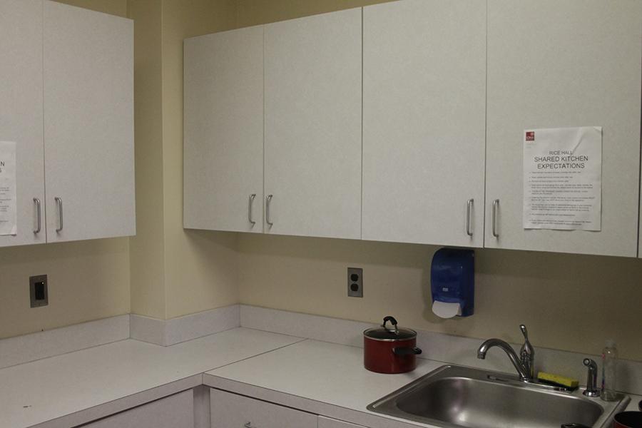 The kitchen area in Rice Hall.