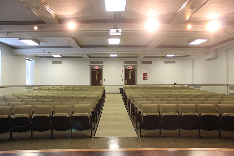 Romita Auditorium features several rows of stadium seating.