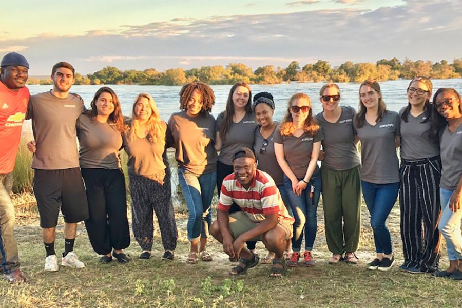 Dr. Nadine Barnett Cosby ’96MS and students on an Iona University mission trip in Zambia, Africa in 2018.