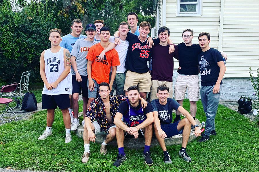 A group photo of the Zeta Kappa Chi fraternity brothers.