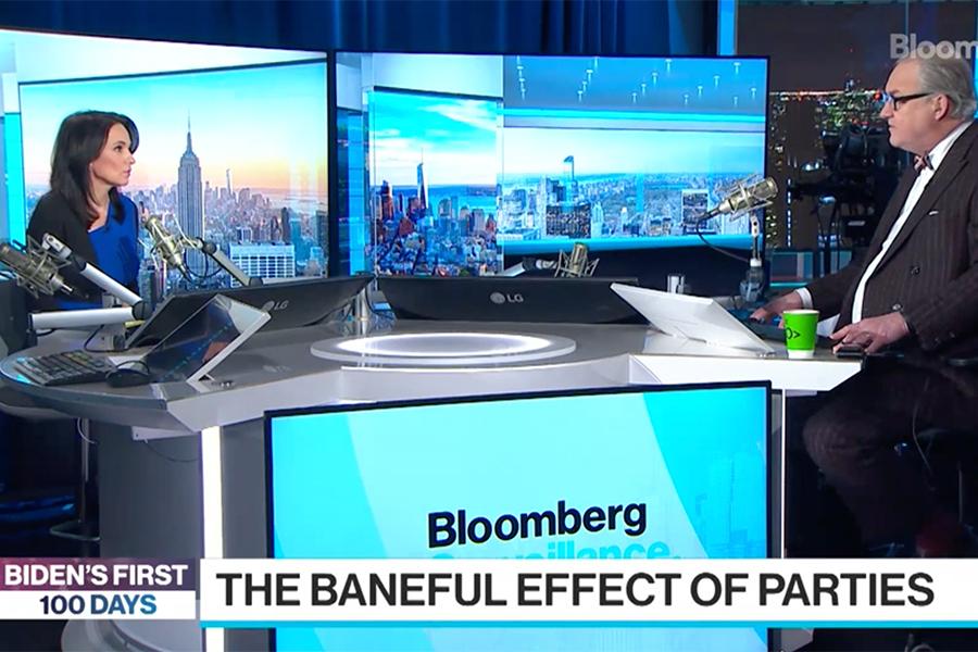 Dr. Jeanne Zaino, Professor of Political Science at Iona University, in the Bloomberg television studio.