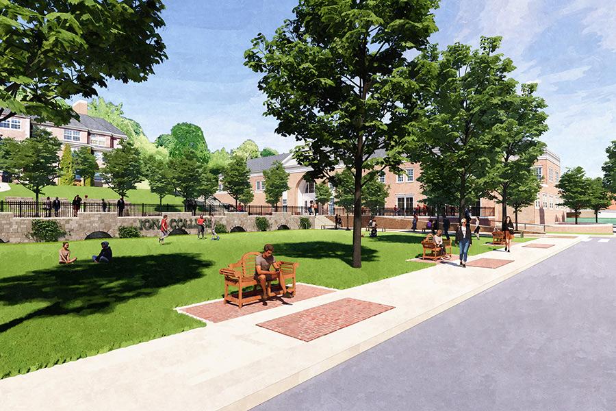 Artist's rendering of how the green will look from across the street.