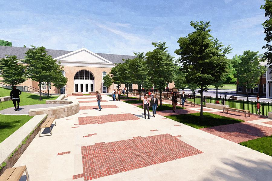 Artist's rendering of how the walkway will look to the LaPenta Student Union.