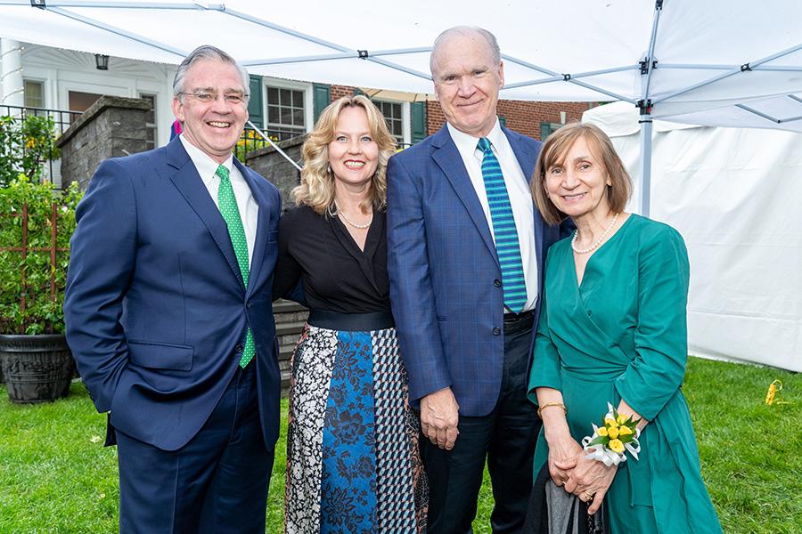 Iona University President Seamus Carey, Ph.D. and his wife, Noreen Carey, with Joseph Houlihan ’76 and Anna Filipkowski Houlihan, MD, ’77, pediatrician, Morris Heights Health Center.