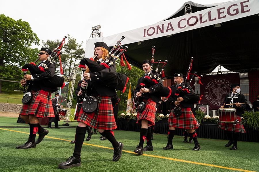 The Pipe band plays at the 2021 in-person recognition ceremony.