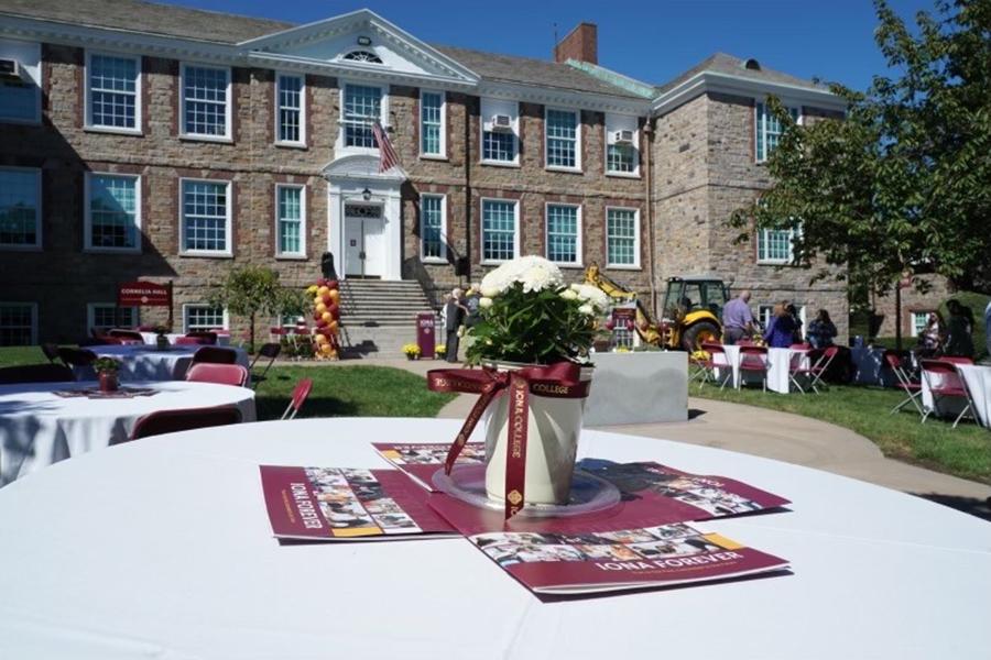 Tables set up for the Iona Forever Celebration.