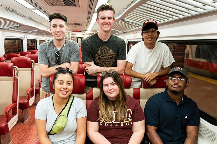 Students taking the Metro North train back to New Rochelle.