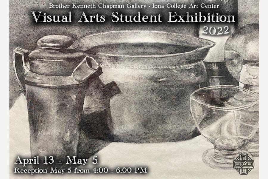 Visual Arts Student Exhibition 2022 with beige background.