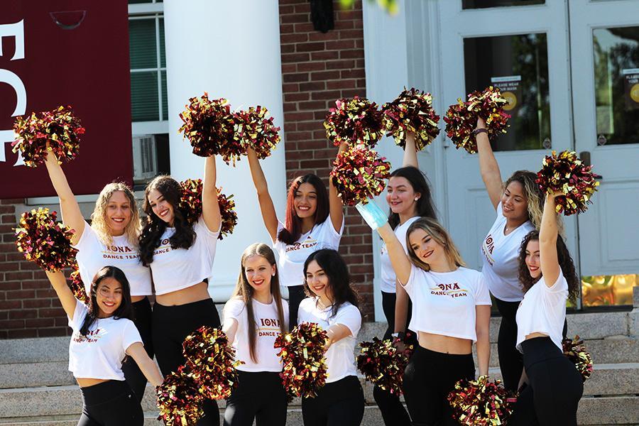 The Iona dance team in front of McSpedon.