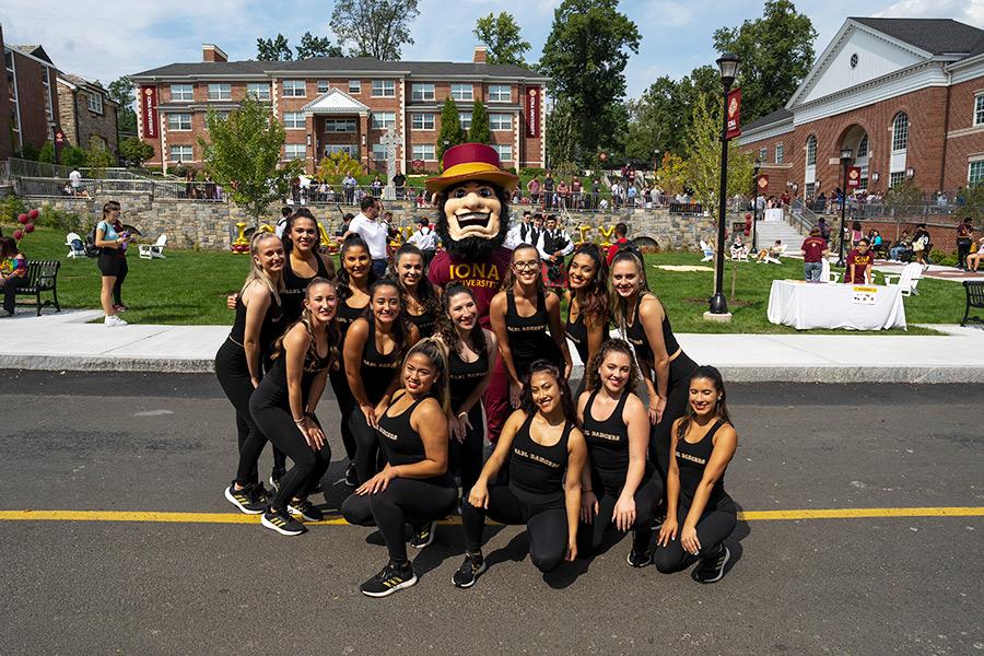 The Iona University dance team and Killian. 