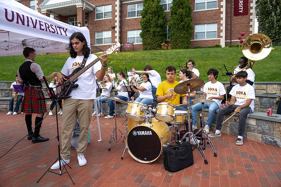 The Iona University pep band. 