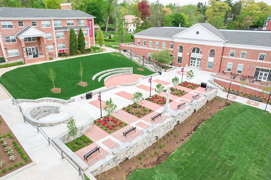 Overhead drone shot of the Murphy Green.