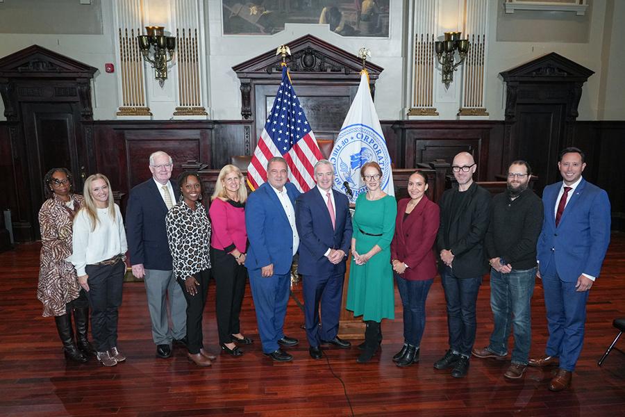 President Carey and members of the Hynes Institute at city hall in Yonkers.