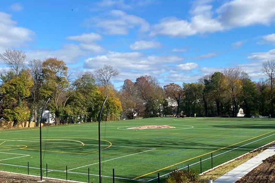 The turf field on the Bronxville campus.