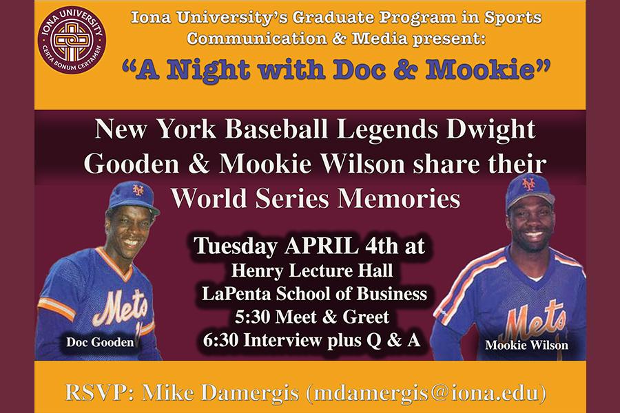 Meet NY Mets legends Dwight Gooden and Mookie Wilson on Tuesday, April 4, at 5:30 p.m.