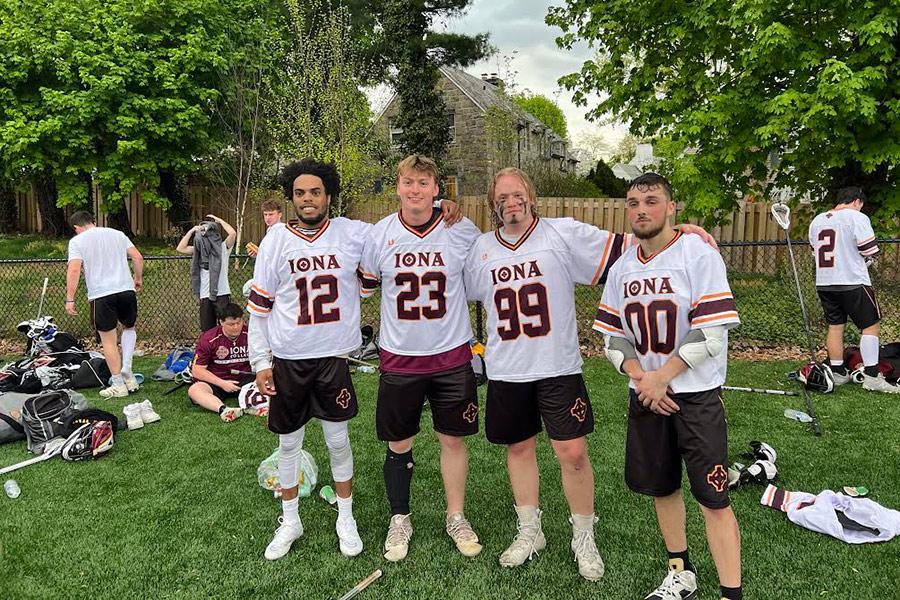 The four 2023 captains of the Iona men's club lacrosse team.