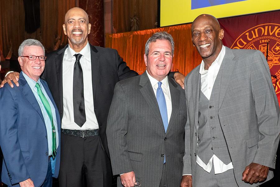 Alfred F. Kelly Jr. '80, '81MBA, '19H; Gary Springer '89; Rich Petriccione, Ph.D., '81 '95MS; and Steven D. Burtt '84. 