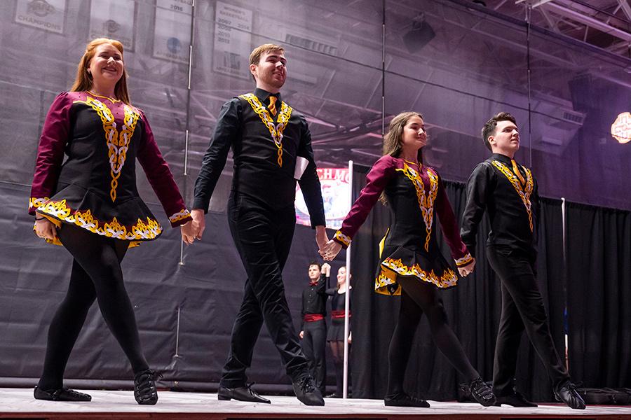 Four Irish Stept dancers perform at the National Competition.