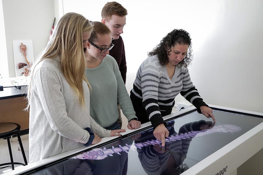 Students learn at the virtual dissection table.