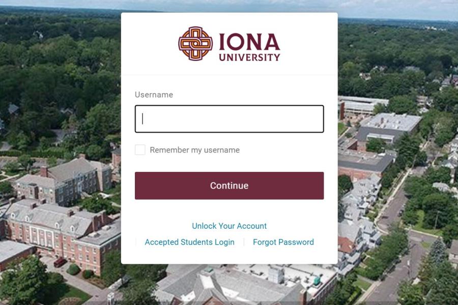 OneLogin Iona University main screen