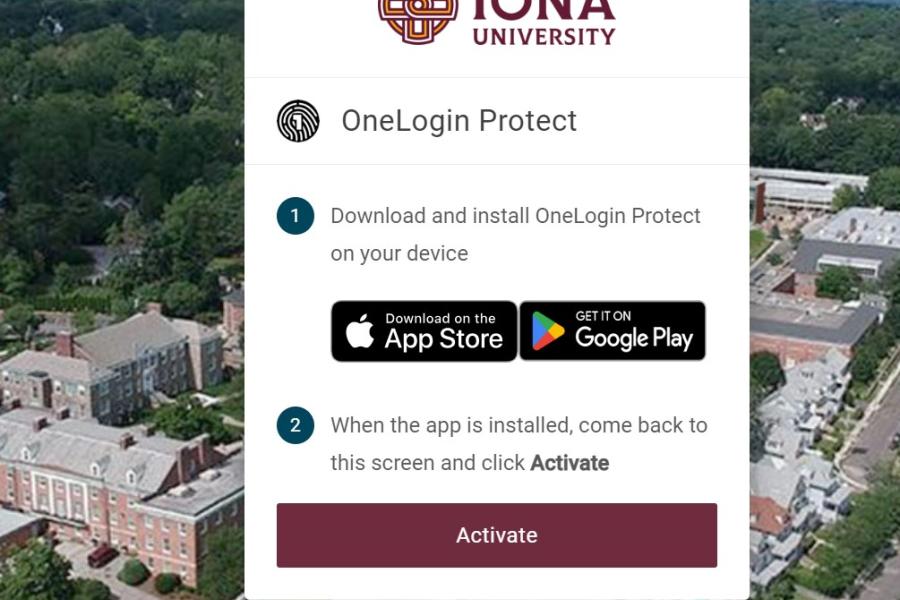 OneLogin Iona University activate protect