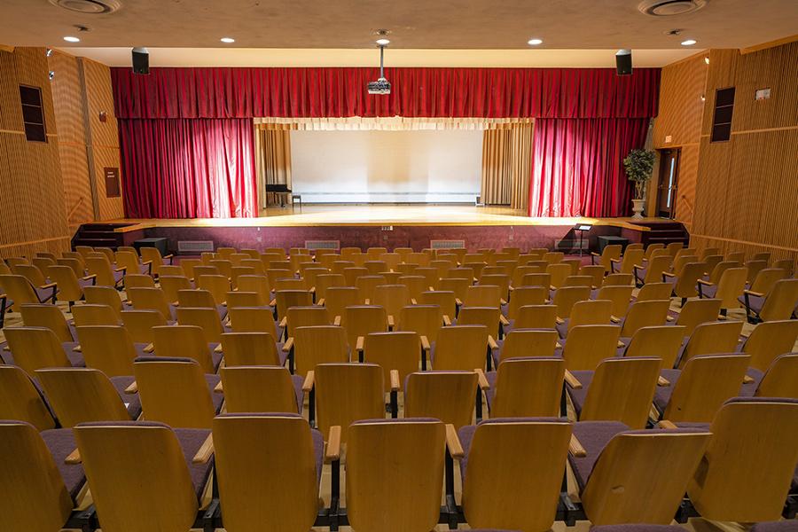 Seats facing the stage in Murphy Auditorium.