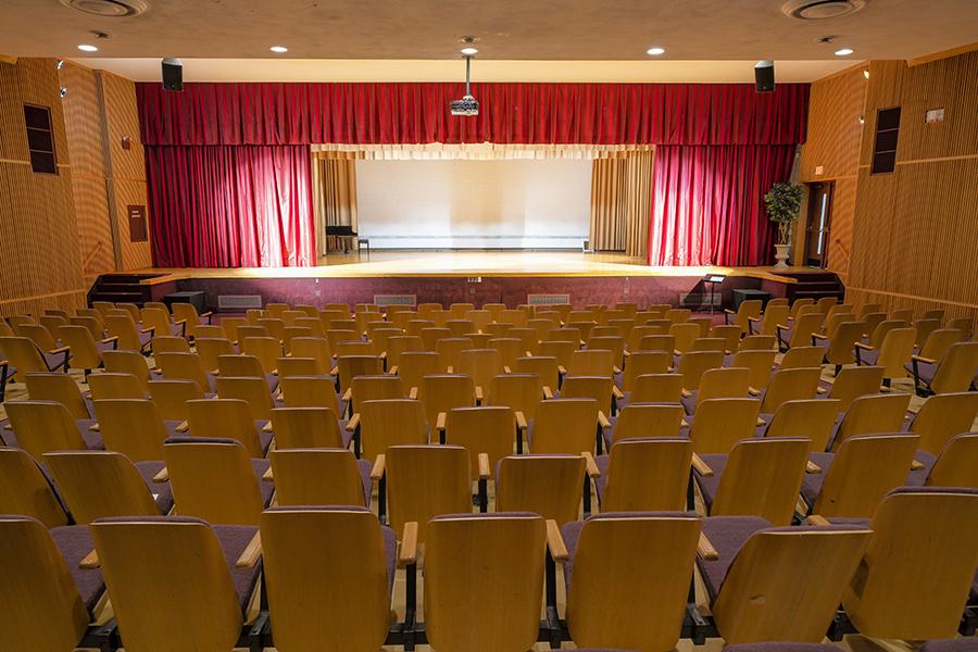 Seats facing the stage in Murphy Auditorium.