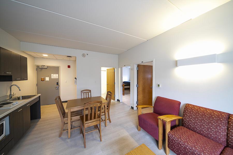 The lounge area of a dorm room in North Hall.