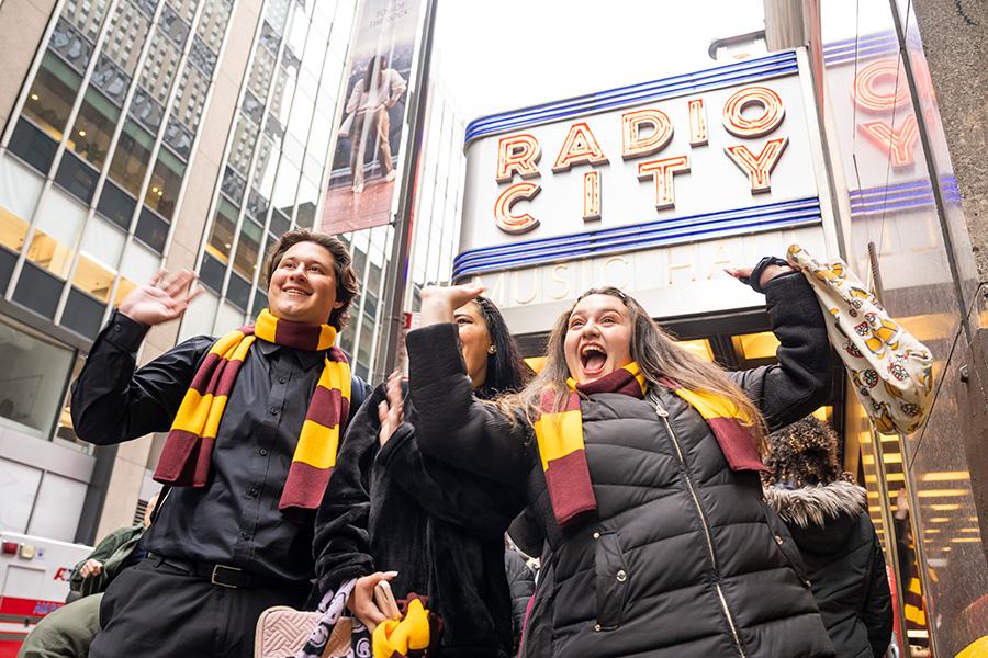 Iona students outside of Radio City Music hall.