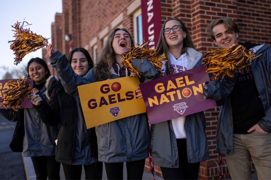 Gaels cheering outside of Hynes Athletics Center