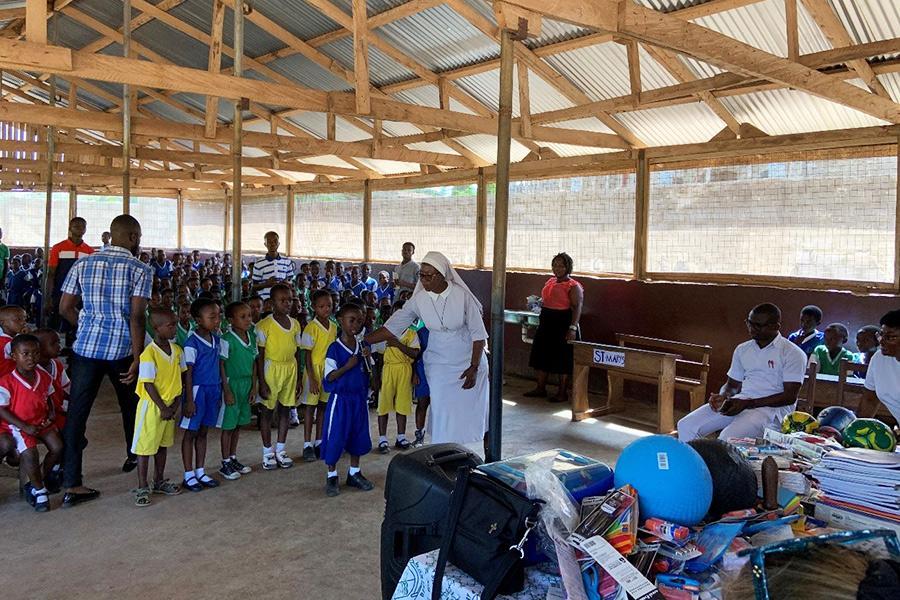 School children in Ghana at an assembly.