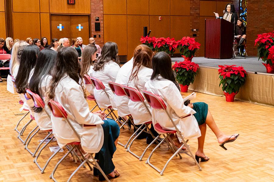 Iona University Nursing Students listening to speaker