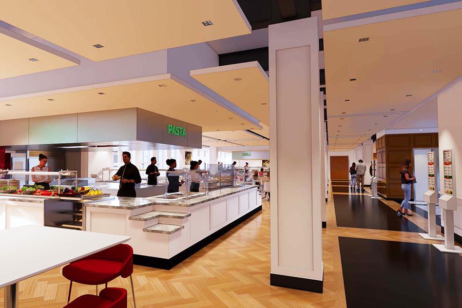 Artist render of Pasta section of new dining hall.