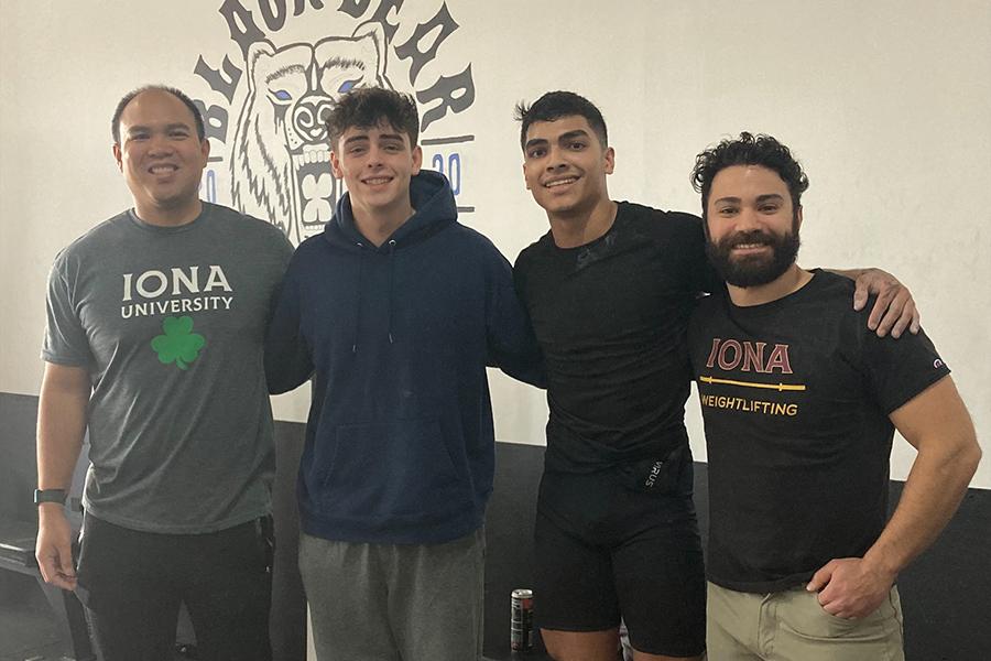 The Iona weightlifting team with their coaches.