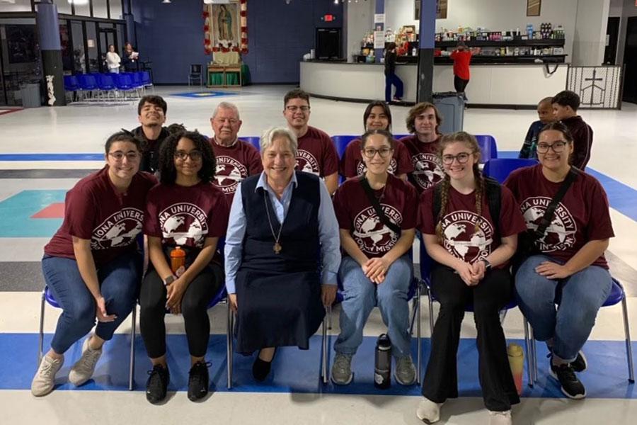 Office of Mission and Ministry students posing for photo during visit to Brownsville, TX