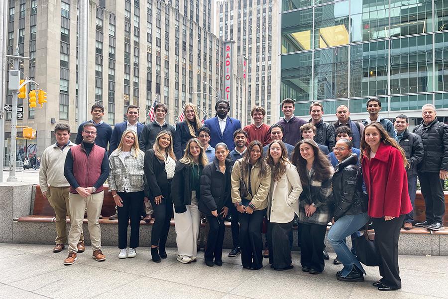 Iona students outside of the BBDO offices near Radio City Music Hall.