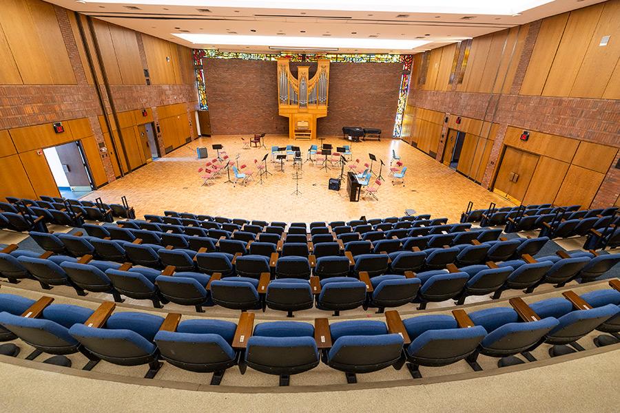 The auditorium with pipe organ on Bronxville campus.