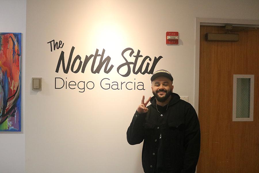 Diego Garcia in front of The North Star mural.